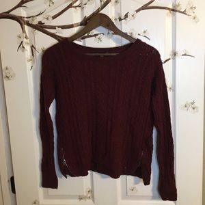 American Eagle- Red Sweater with Side Zippers